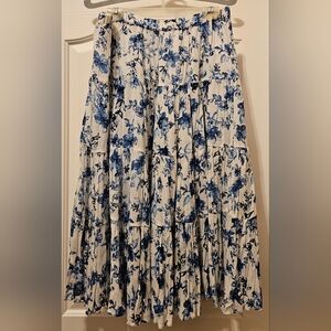 Gently used White and Blue Flower Crinkle Skirt